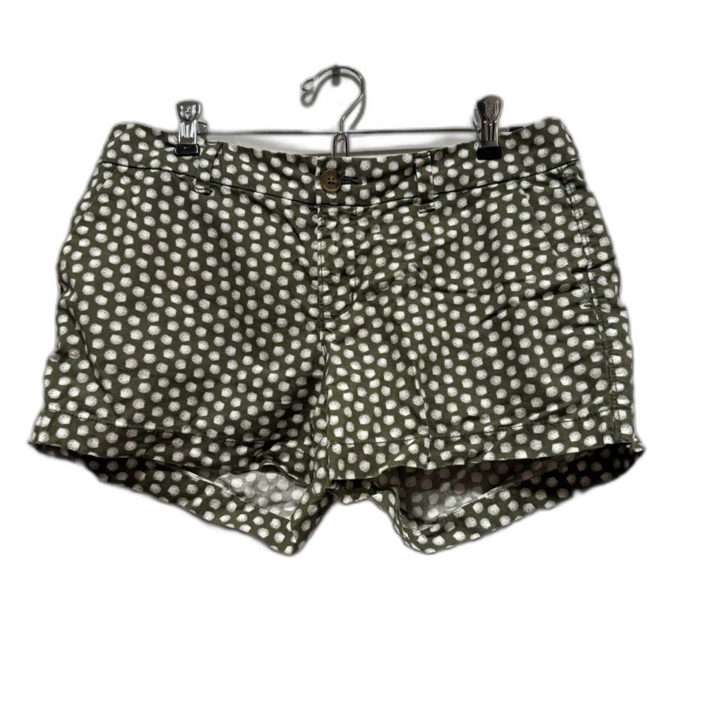 Old Navy Shorts Green White Sea Shells 3 in Inseam Chinos Beach Vacation Women 4